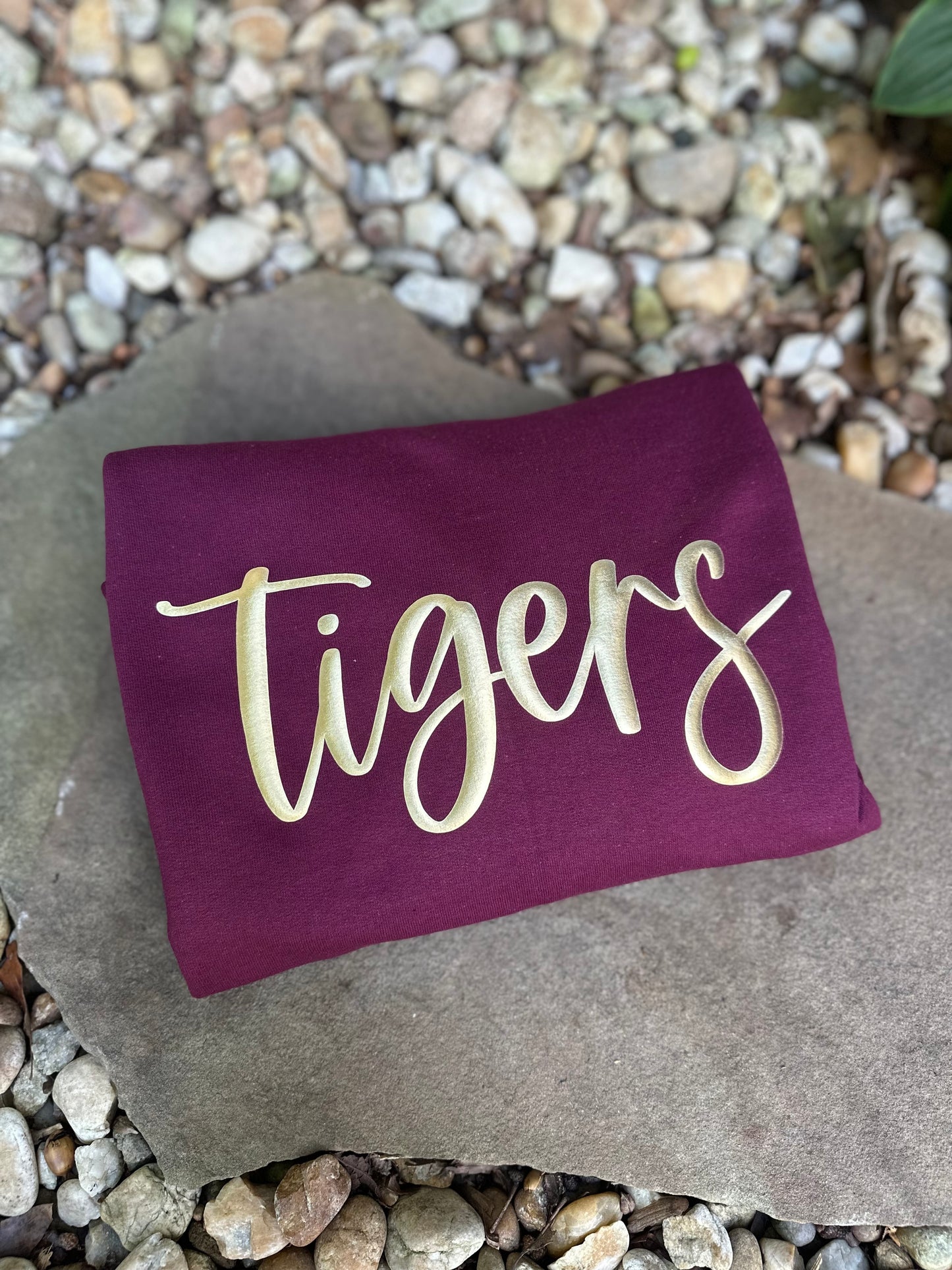 Tigers Gold Puff Script Shirt