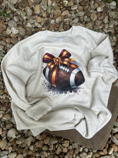 Maroon and Gold Football Bow Shirt