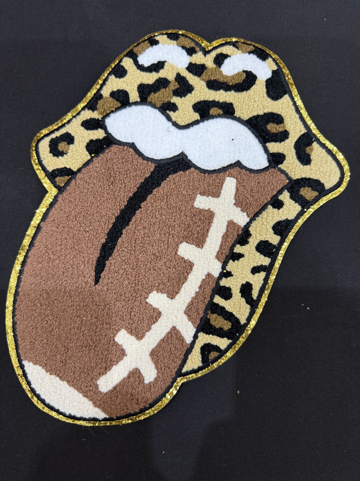 Football Tongue Chenille Patch Sweatshirt